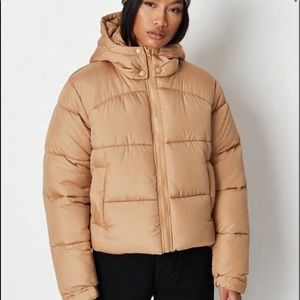 stone padded hooded puffer coat